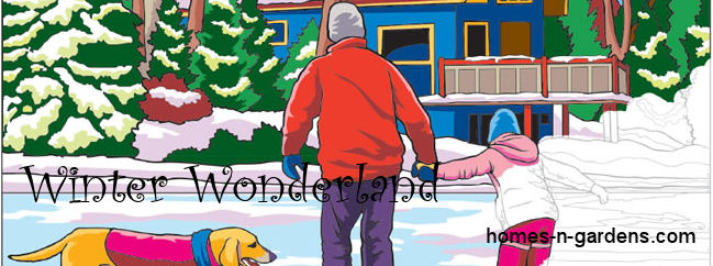 Christmas color by numbers pages, winter wonderland scenes 