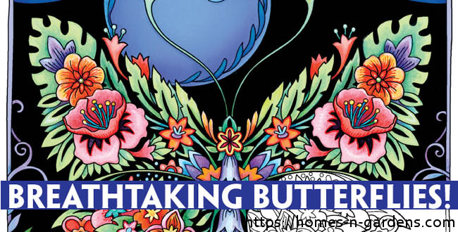 coloring pages - breathtaking butterflies and blossoms -  free printable   - logo
